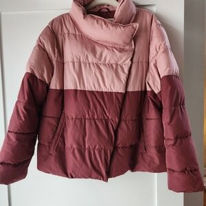 Women's Pink and Burgundy Puffer Jacket Summersalt